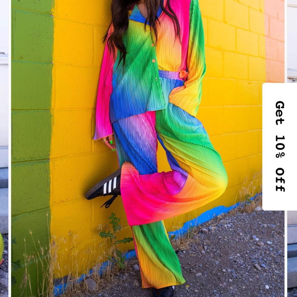 Dressed in LALA - Prismatic Rainbow Plisee Set